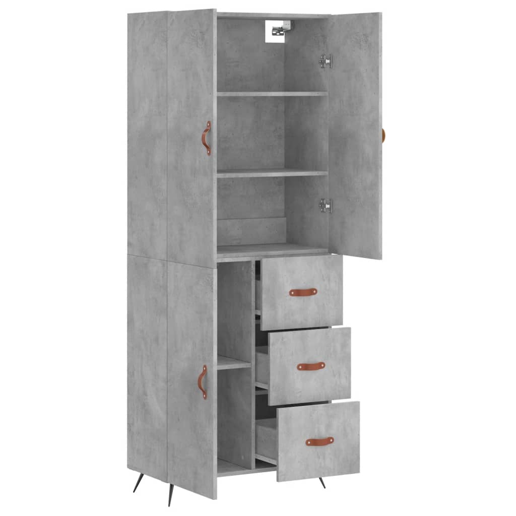 Highboard Concrete Grey 69,5x34x180 cm Engineered Wood