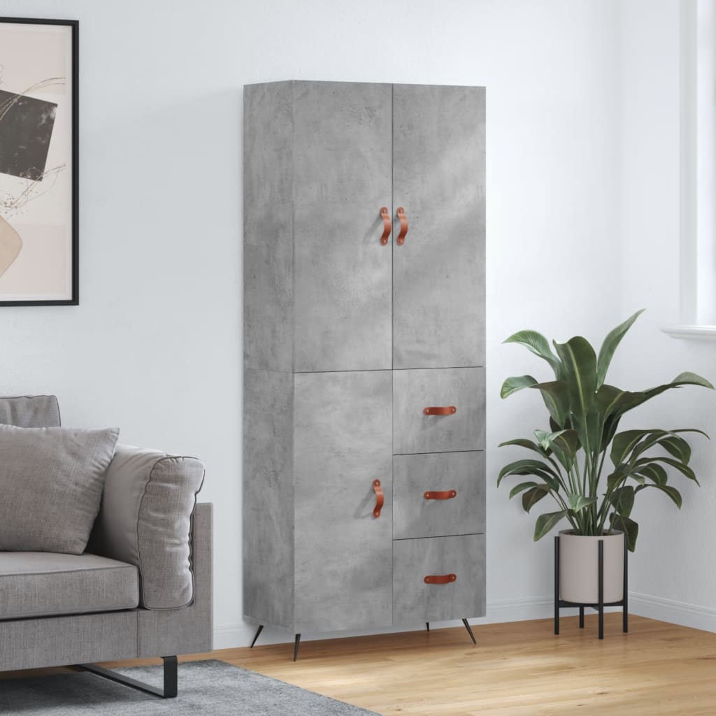 Highboard Concrete Grey 69,5x34x180 cm Engineered Wood