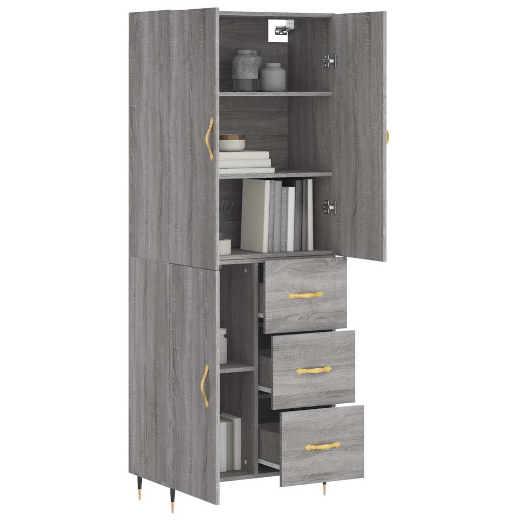 Highboard Grey Sonoma 69,5x34x180 cm Engineered Wood