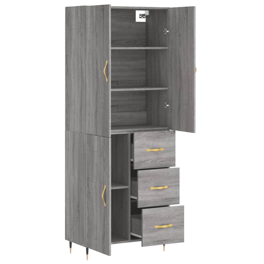 Highboard Grey Sonoma 69,5x34x180 cm Engineered Wood