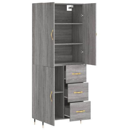 Highboard Grey Sonoma 69,5x34x180 cm Engineered Wood