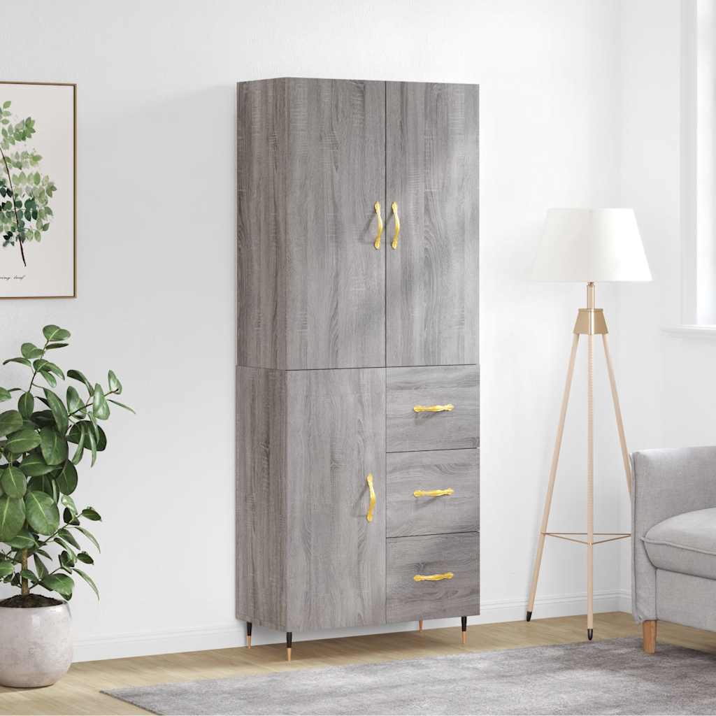 Highboard Grey Sonoma 69,5x34x180 cm Engineered Wood