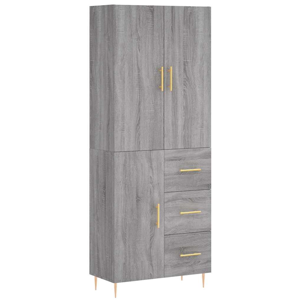 Highboard Grey Sonoma 69.5x34x180 cm Engineered Wood