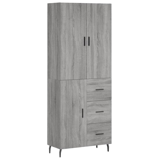 Highboard Grey Sonoma 69.5x34x180 cm Engineered Wood