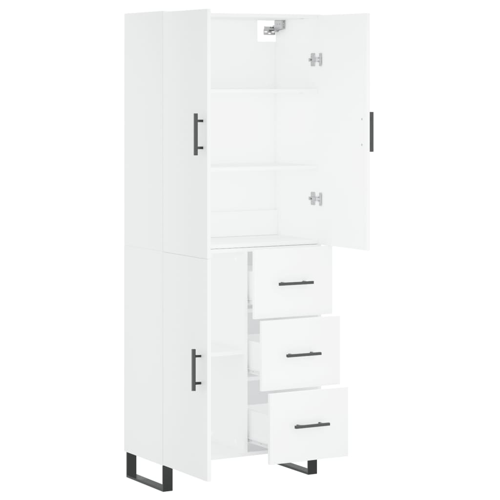 Highboard White 69.5x34x180 cm Engineered Wood