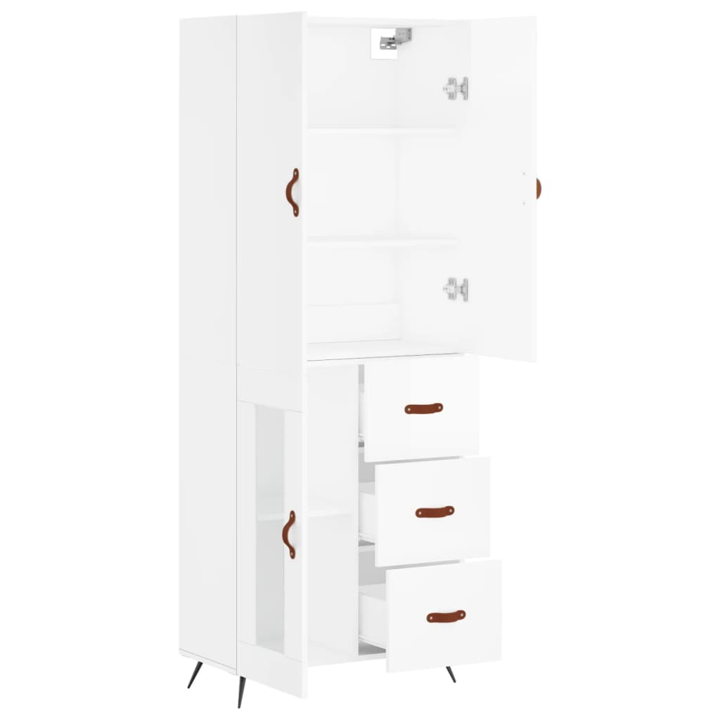 Highboard White 69,5x34x180 cm Engineered Wood