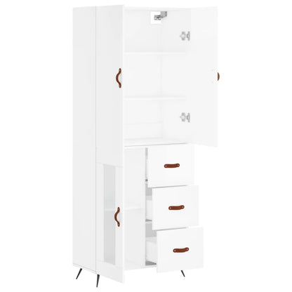 Highboard White 69,5x34x180 cm Engineered Wood