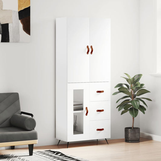 Highboard White 69,5x34x180 cm Engineered Wood
