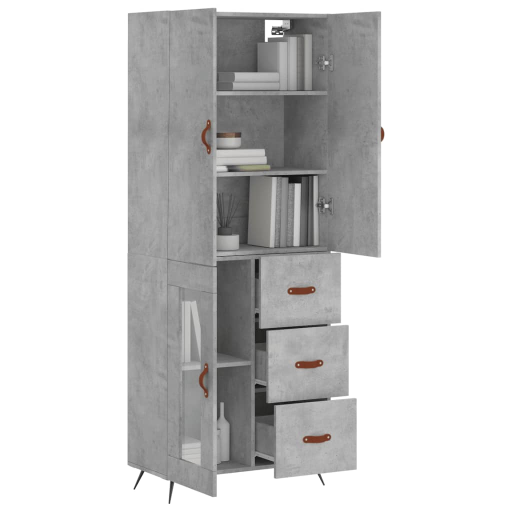 Highboard Concrete Grey 69,5x34x180 cm Engineered Wood