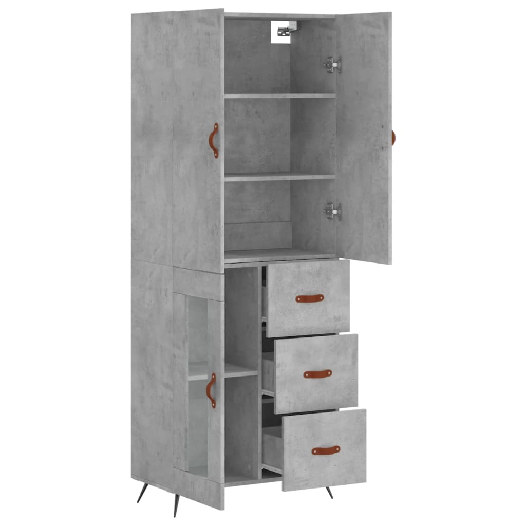 Highboard Concrete Grey 69,5x34x180 cm Engineered Wood