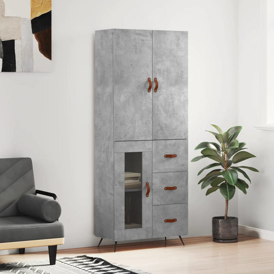 Highboard Concrete Grey 69,5x34x180 cm Engineered Wood