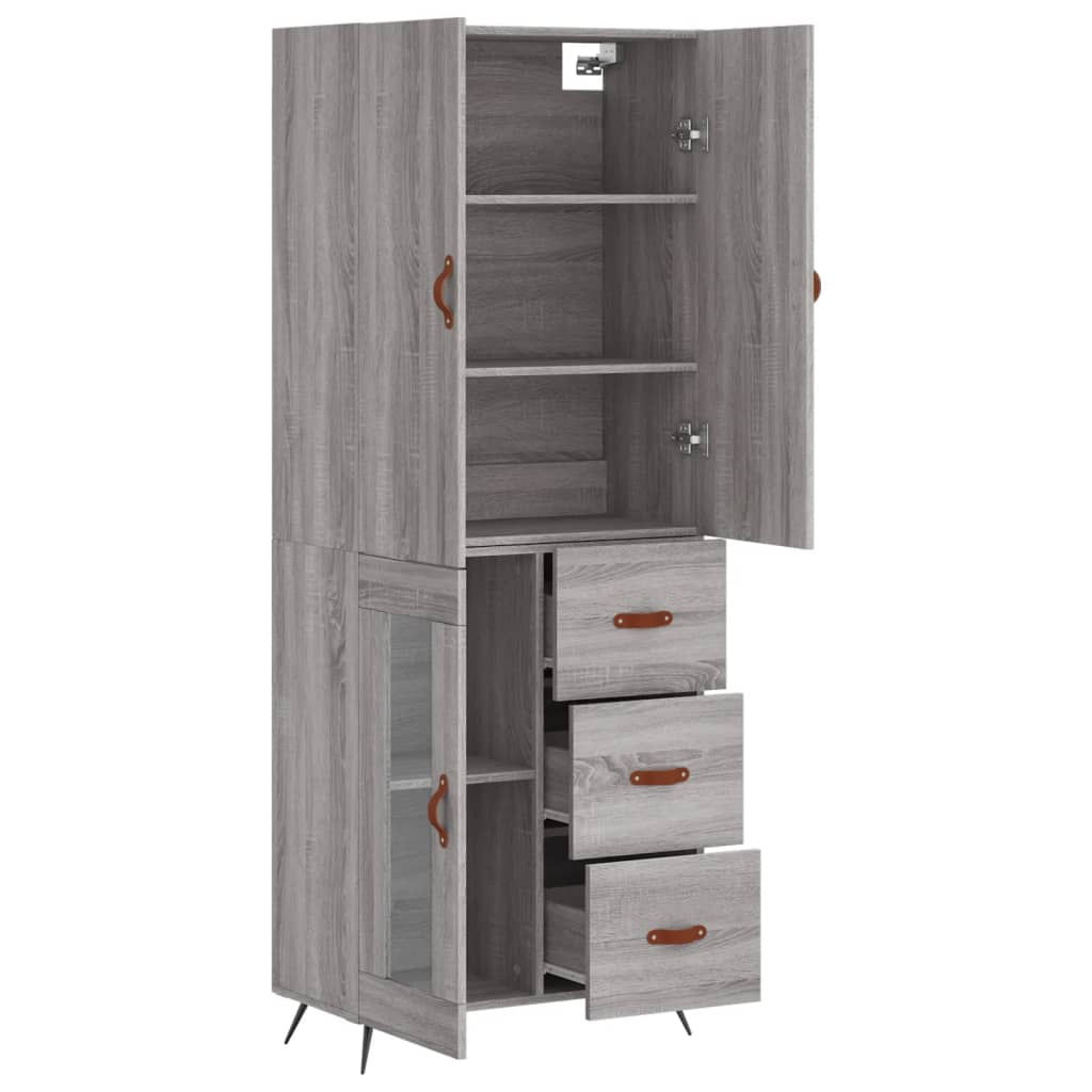 Highboard Grey Sonoma 69,5x34x180 cm Engineered Wood