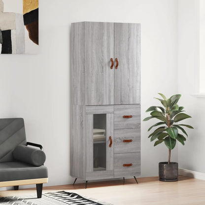 Highboard Grey Sonoma 69,5x34x180 cm Engineered Wood