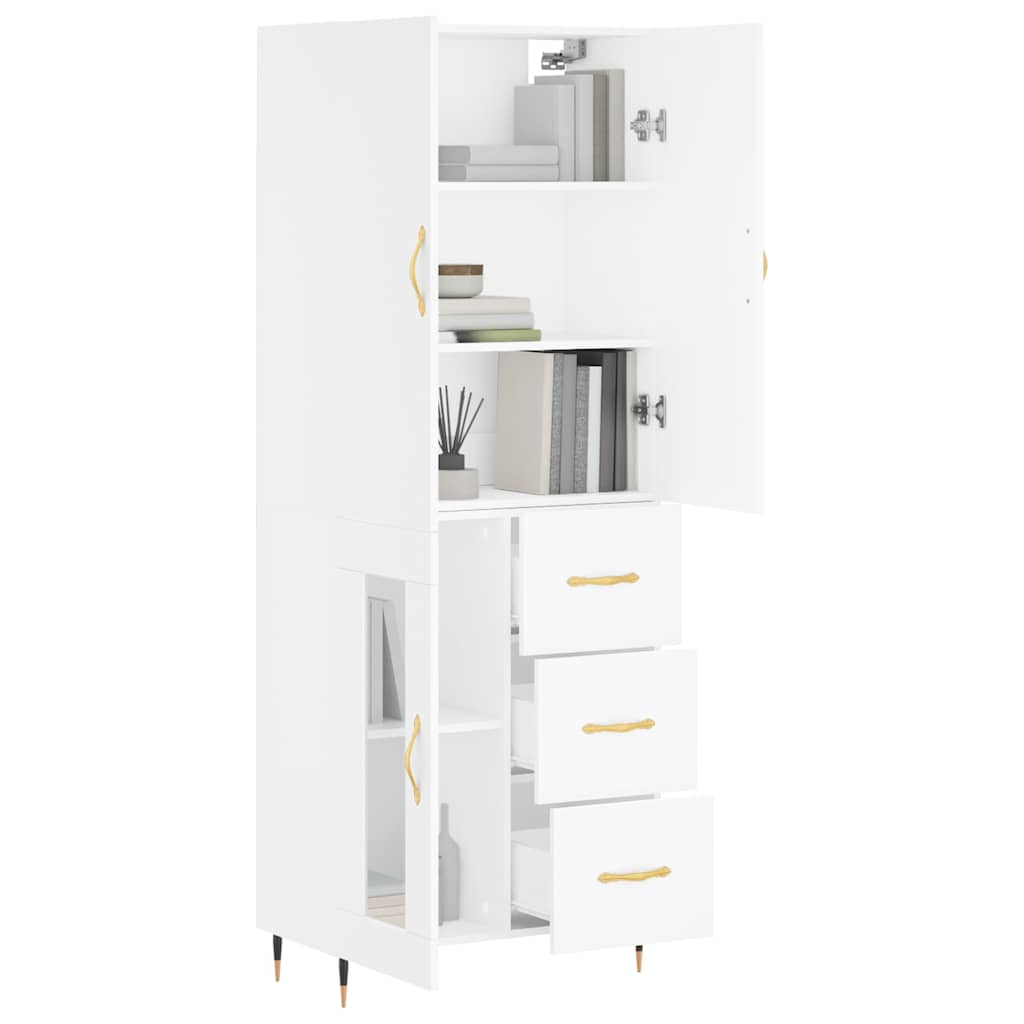 Highboard White 69,5x34x180 cm Engineered Wood