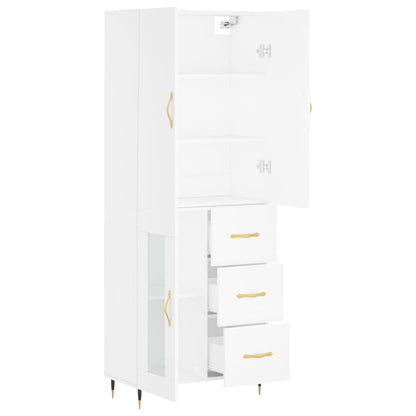 Highboard White 69,5x34x180 cm Engineered Wood