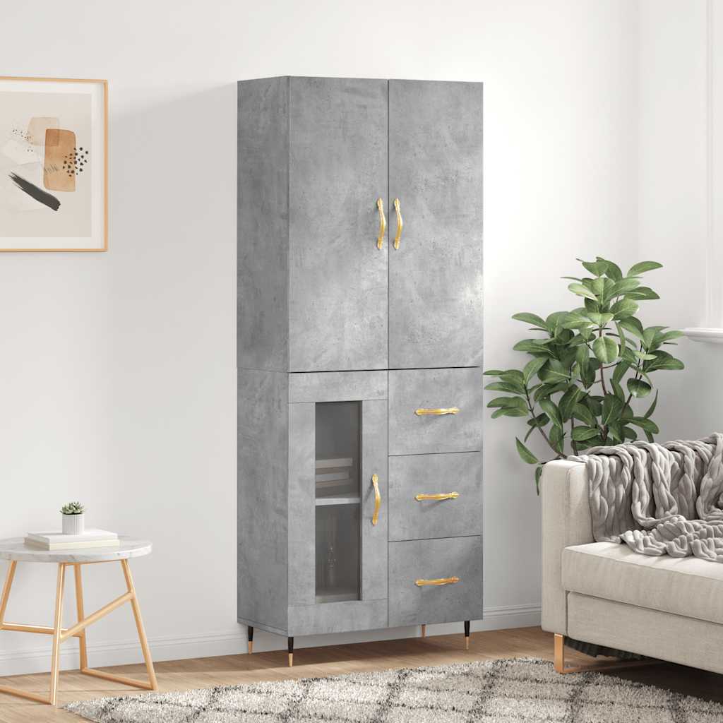 Highboard Concrete Grey 69,5x34x180 cm Engineered Wood