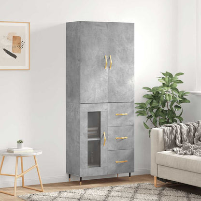 Highboard Concrete Grey 69,5x34x180 cm Engineered Wood
