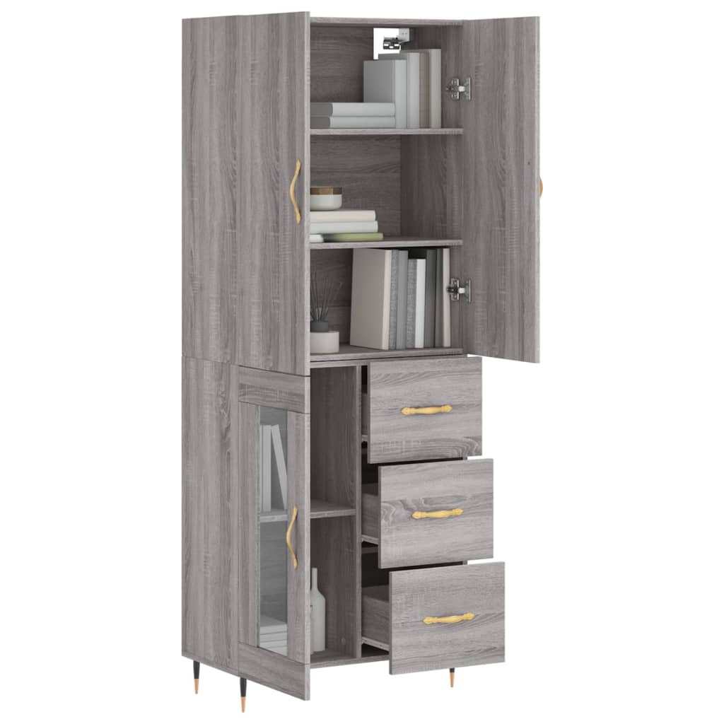 Highboard Grey Sonoma 69,5x34x180 cm Engineered Wood