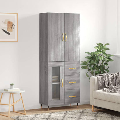 Highboard Grey Sonoma 69,5x34x180 cm Engineered Wood