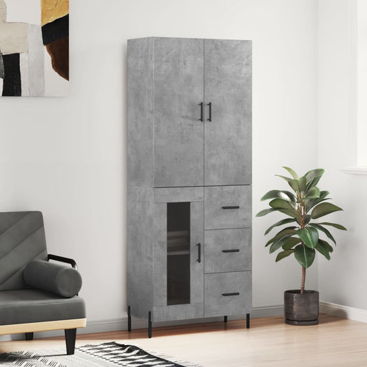 Highboard Concrete Grey 69,5x34x180 cm Engineered Wood