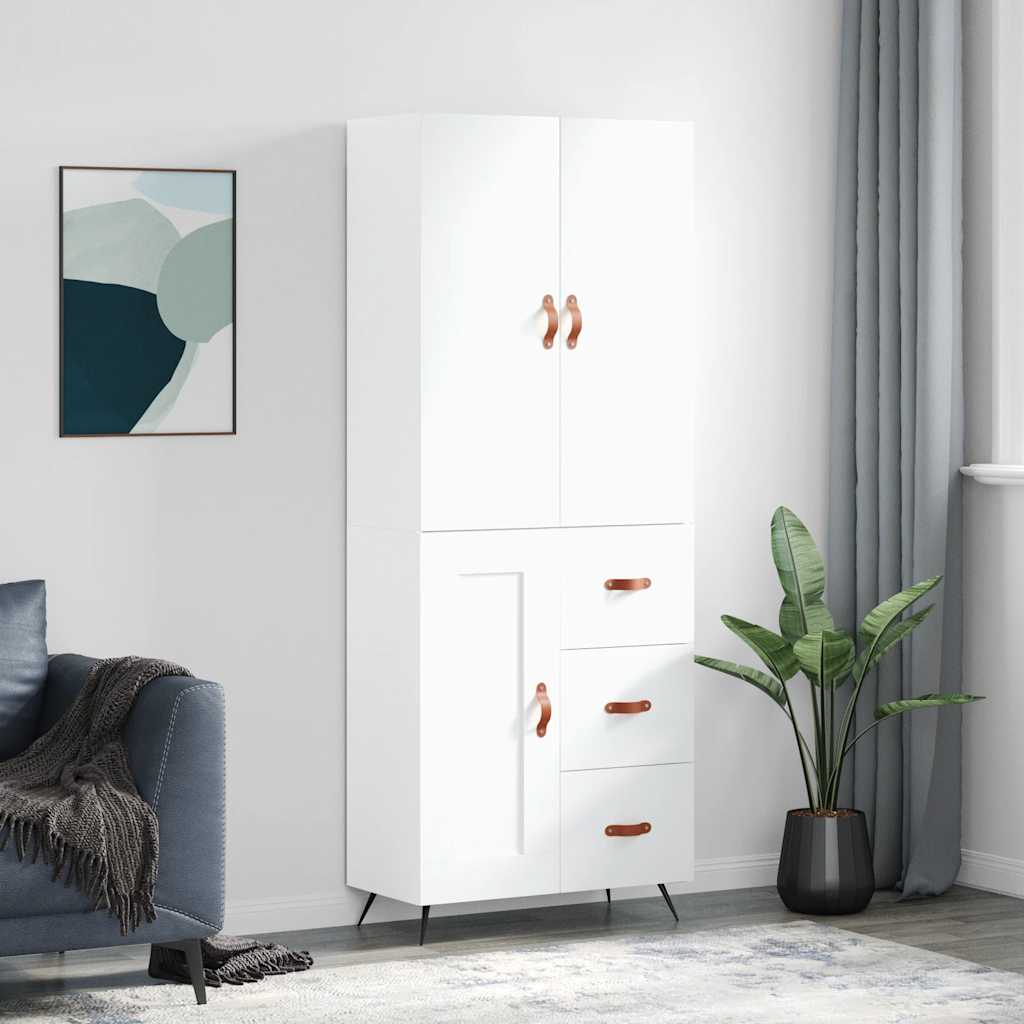 Highboard White 69,5x34x180 cm Engineered Wood