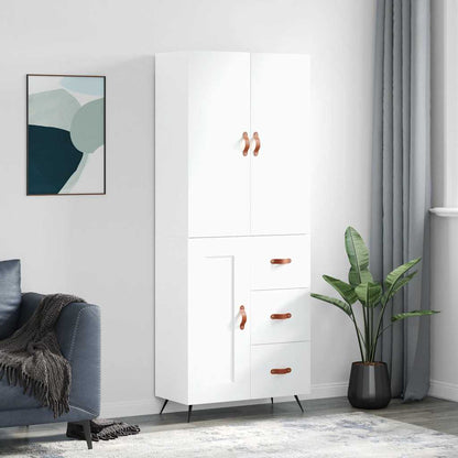 Highboard White 69,5x34x180 cm Engineered Wood