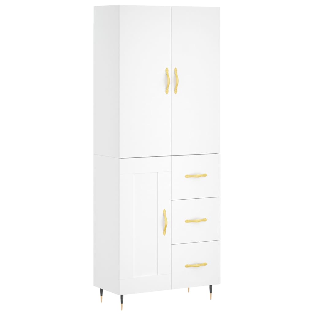 Highboard White 69,5x34x180 cm Engineered Wood