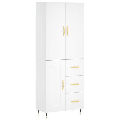Highboard White 69,5x34x180 cm Engineered Wood