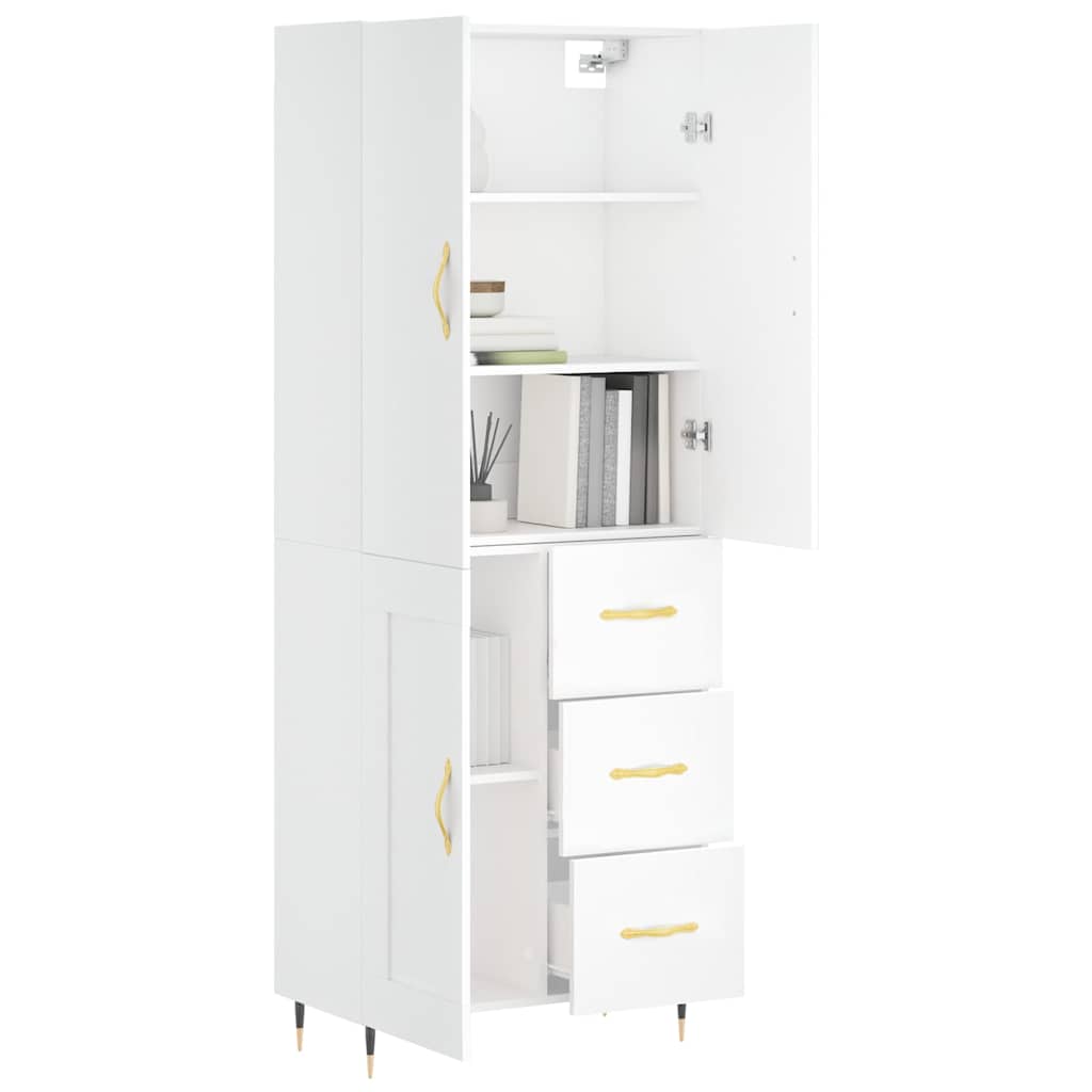 Highboard White 69,5x34x180 cm Engineered Wood