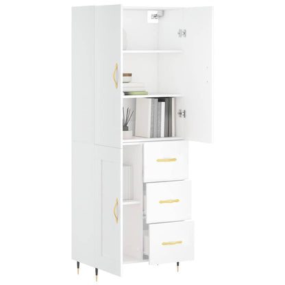 Highboard White 69,5x34x180 cm Engineered Wood