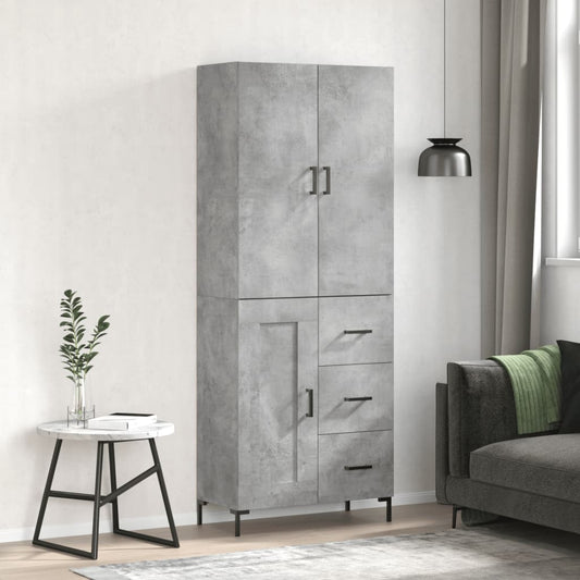 Highboard Concrete Grey 69,5x34x180 cm Engineered Wood