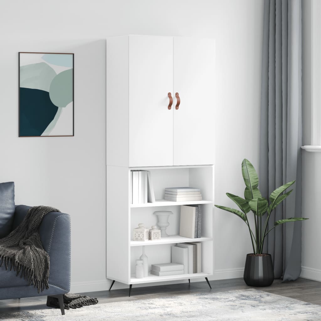 Highboard White 69,5x34x180 cm Engineered Wood