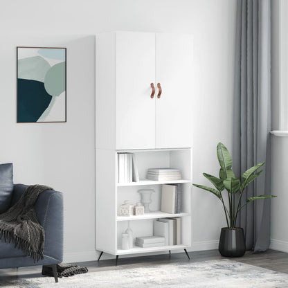 Highboard White 69,5x34x180 cm Engineered Wood