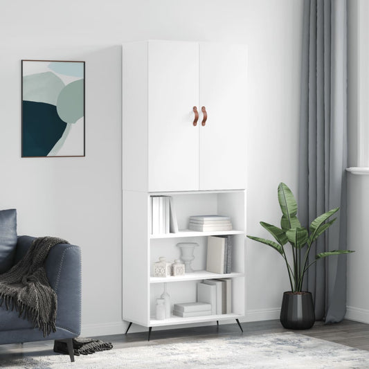 Highboard White 69,5x34x180 cm Engineered Wood