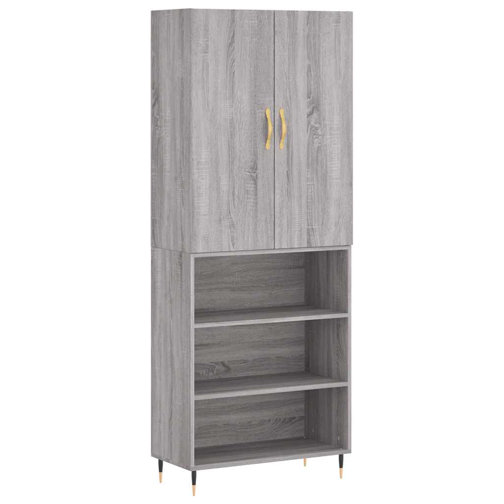 Highboard Grey Sonoma 69,5x34x180 cm Engineered Wood
