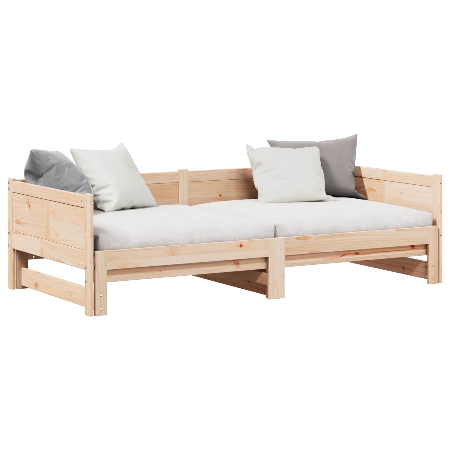 Pull-out Day Bed Brown 203.5 x 184 x 56.5 cm Solid Pine Wood