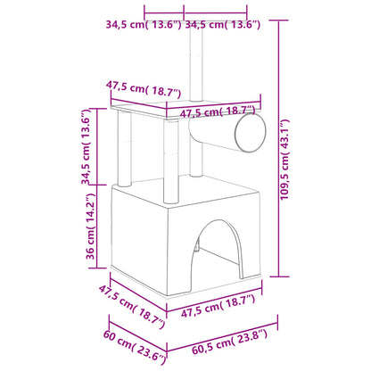 Cat Tree with Sisal Scratching Posts Cream 109.5 cm