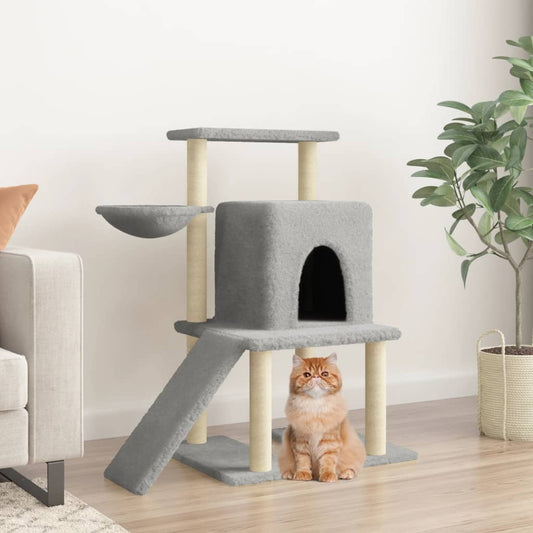 Cat Tree with Sisal Scratching Posts Light Grey 96.5 cm