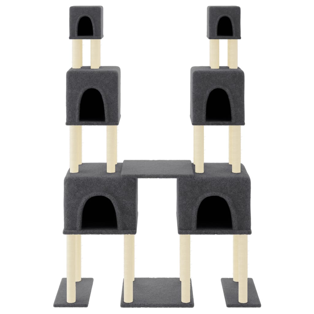 Cat Tree with Sisal Scratching Posts Dark Grey 199 cm