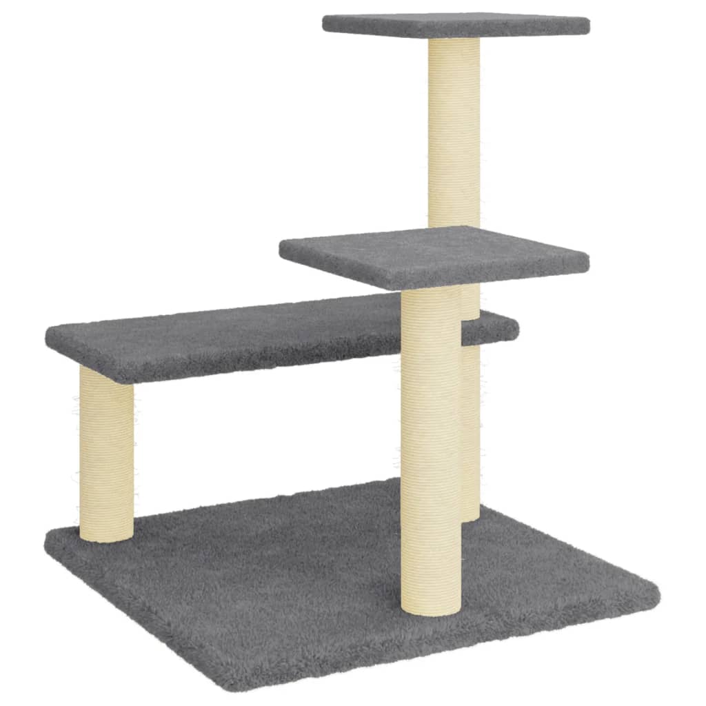 Cat Tree with Sisal Scratching Posts Dark Grey 61 cm