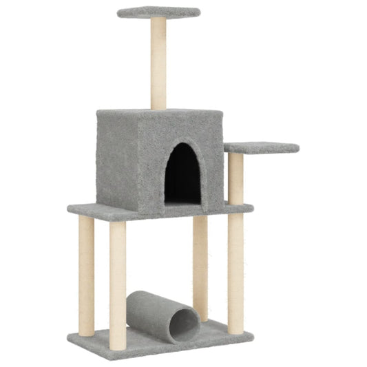 Cat Tree with Sisal Scratching Posts Light Grey 122 cm