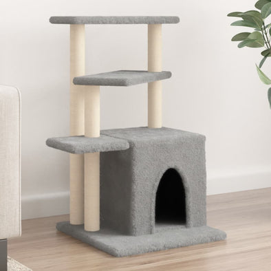 Cat Tree with Sisal Scratching Posts Light Grey 83.5 cm