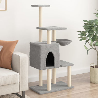 Cat Tree with Sisal Scratching Posts Light Grey 131 cm