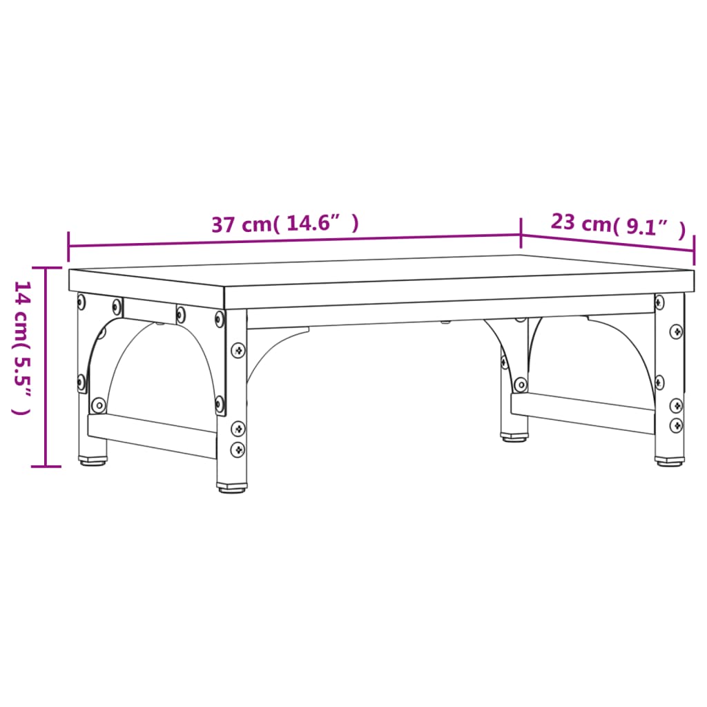 Monitor Stand Smoked Oak 37x23x14 cm Engineered Wood