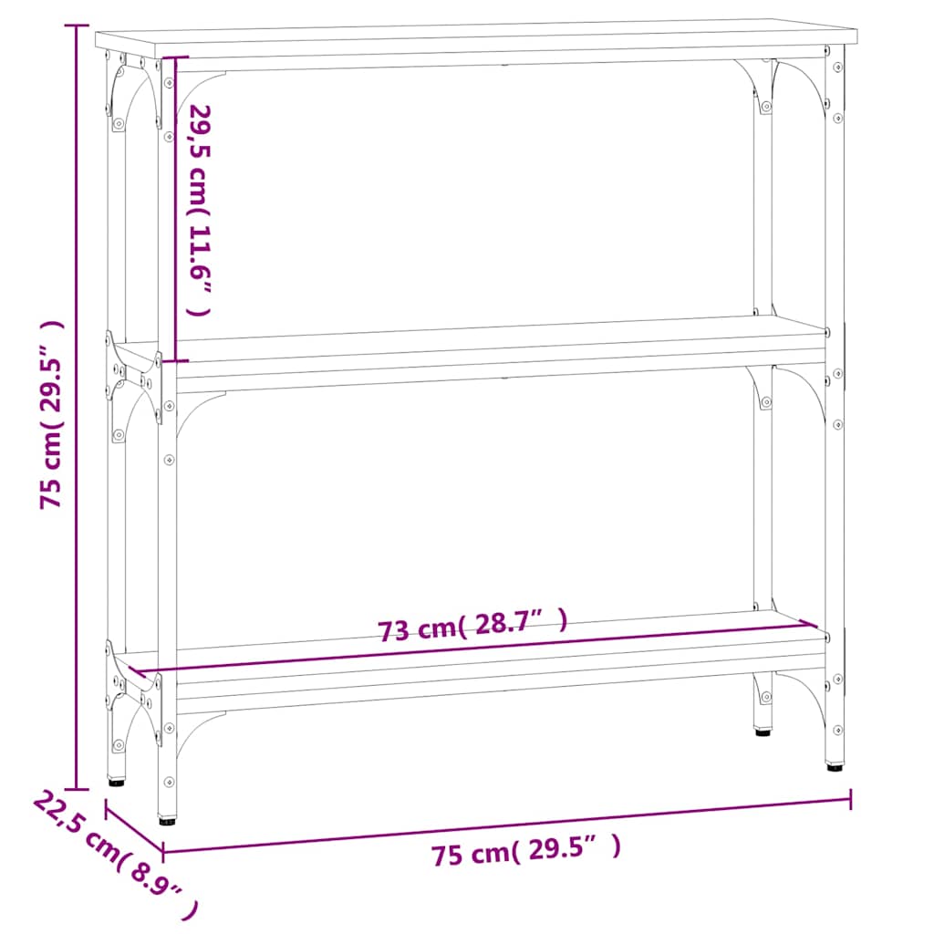 Console Table Black 75x22.5x75 cm Engineered Wood