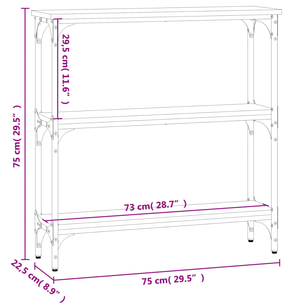 Console Table Smoked Oak 75x22.5x75 cm Engineered Wood