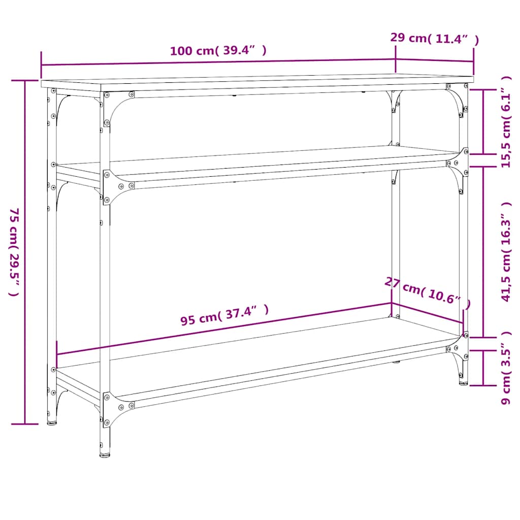Console Table | Black | Engineered wood and metal | Narrow