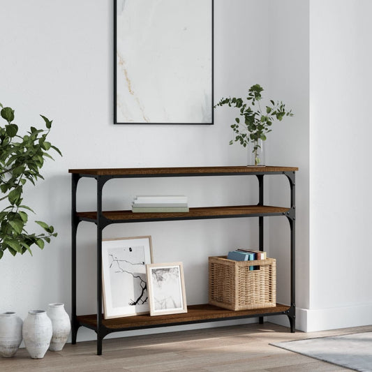 Console Table Brown Oak 100x29x75 cm Engineered Wood