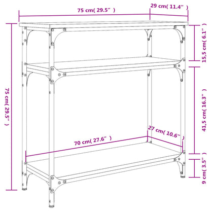 Console Table Black 75x29x75 cm Engineered Wood