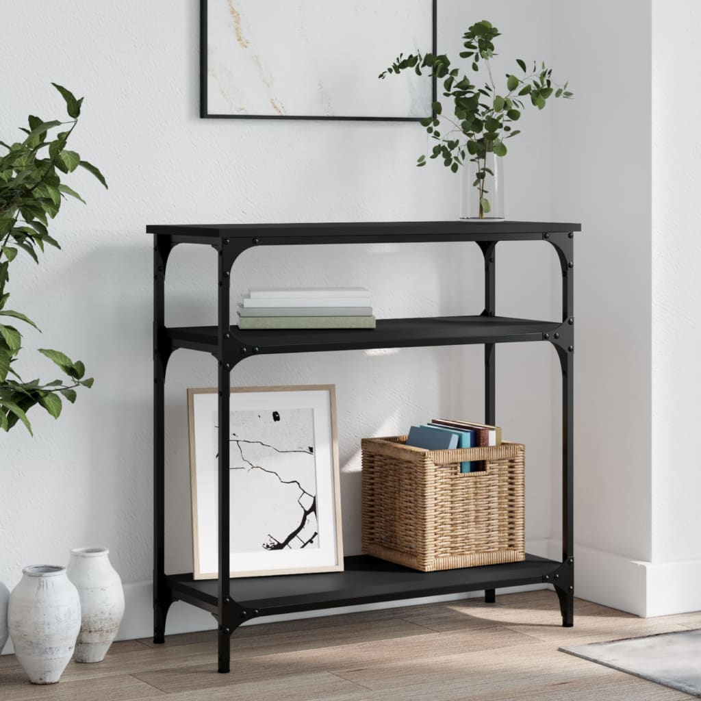 Console Table Black 75x29x75 cm Engineered Wood